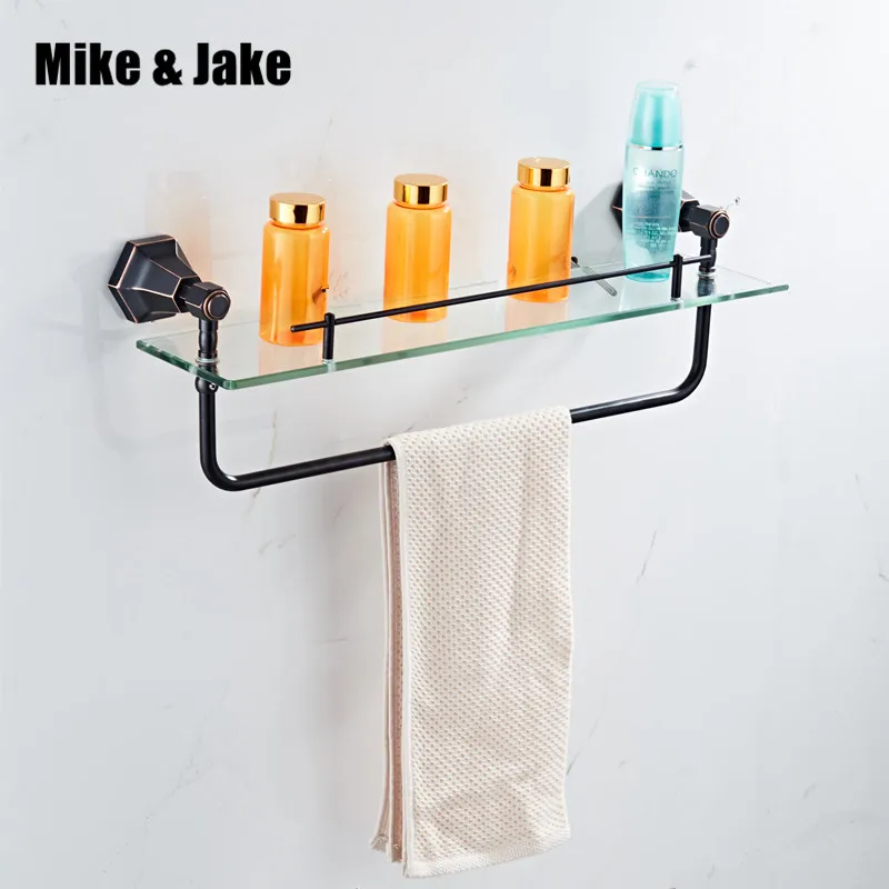 Buy Bathroom glass shelves Solid Brass Golden Finish With Tempered Glass