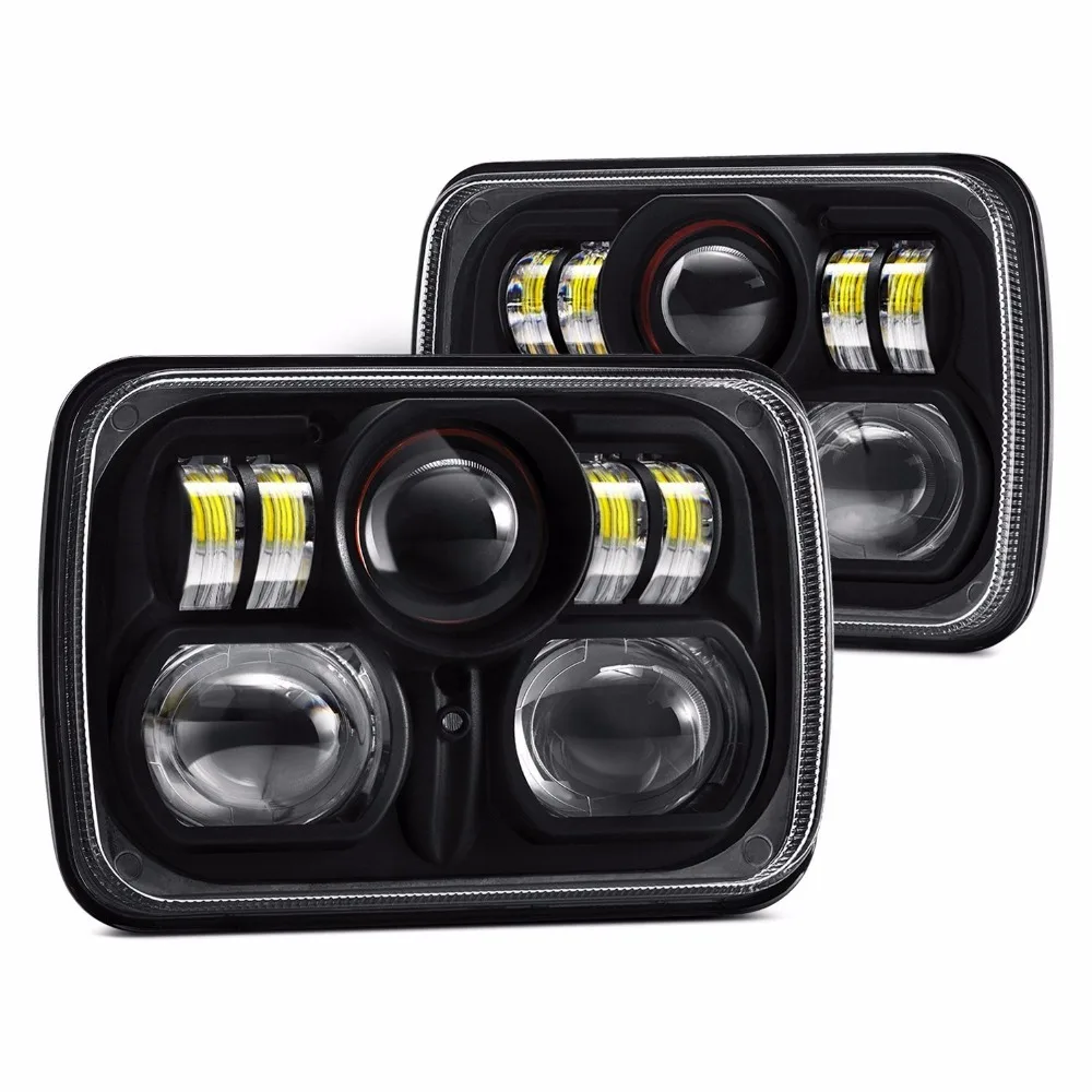

5 x 7 / 7 x 6 Inch Headlights, LED Rectangular Headlights For Jeep Cherokee XJ Wrangler YJ Comanche MJ Freightliner Peterbilt