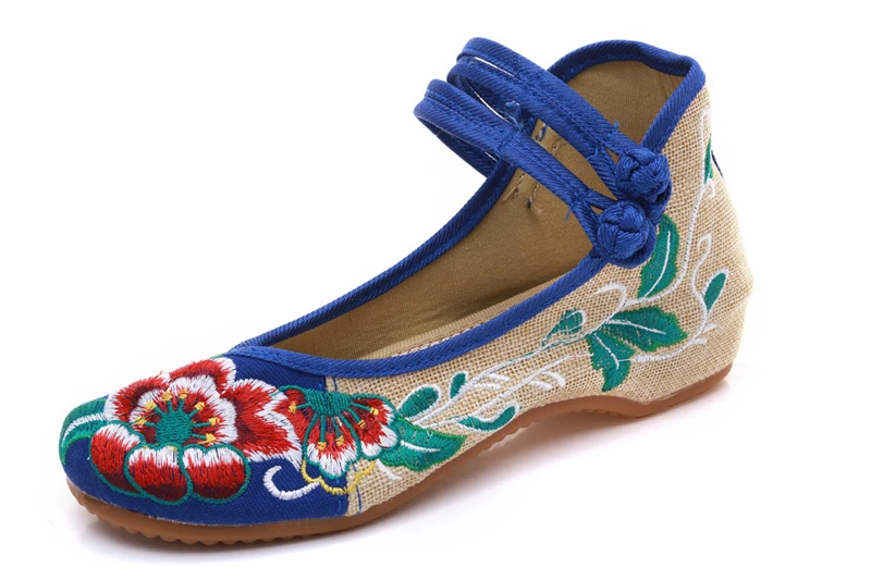 Обувь на плоской подошве; женская модная вышитая обувь; Zapatos De Mujer; Лолита; mary janes; парусиновые женские эспадрильи в стиле Харадзюку; лоферы - Цвет: Hibiscus Blue