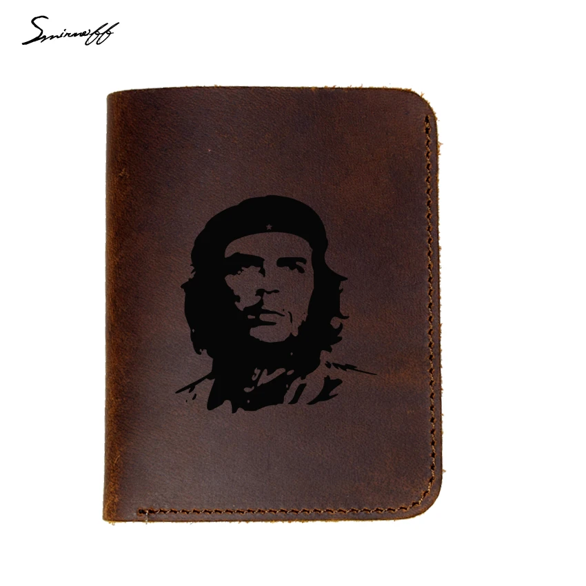 Кошелек из натуральной кожи с лазерной гравировкой Che Guevara Мужской винтажный