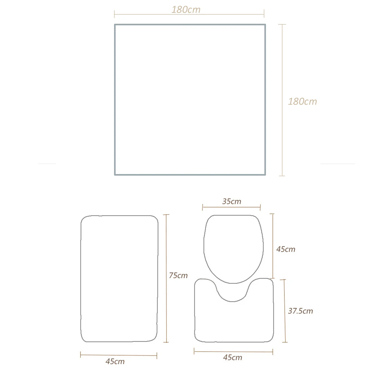 Animal decoration waterproof non-slip polyester bathroom curtain toilet seat cushion carpet three-piece and shower curtain