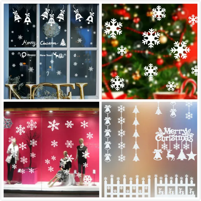DIY белый снег Рождество наклейки на стену окна стекло Праздничные Navidad Новый год