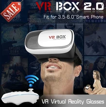 New Google cardboard HeadMount VR BOX 2.0 VR Virtual 3D Glasses for 3.5″ – 6.0″ Smart Phone + Bluetooth Remote Controller