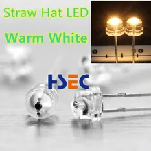 1000 шт 5 мм(4,8 мм) соломенная шляпа теплый белый светодиодный светодиод 5 мм теплый белый цвет светодиодный светодиод