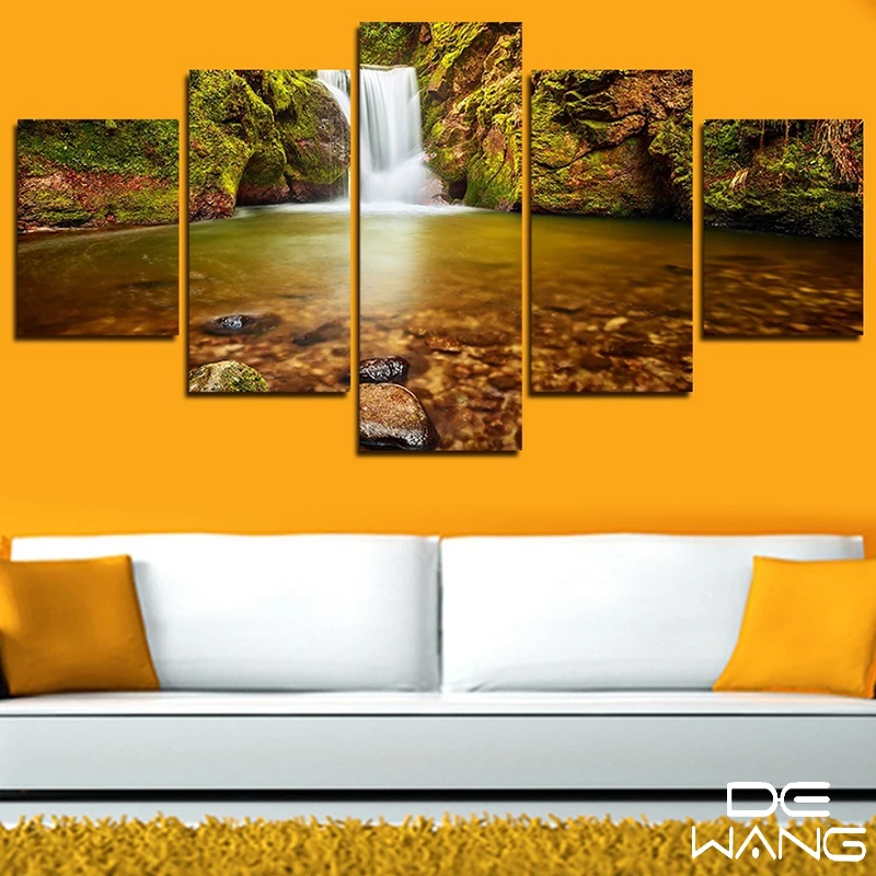 5 Stuk Canvas Prints Art Foto Zonsondergang Canvas Art Coloring Posters En Prints Decoratieve Foto Waterval Landschapsschilderkunst Landscape Painting Canvas Printsposters And Prints Aliexpress