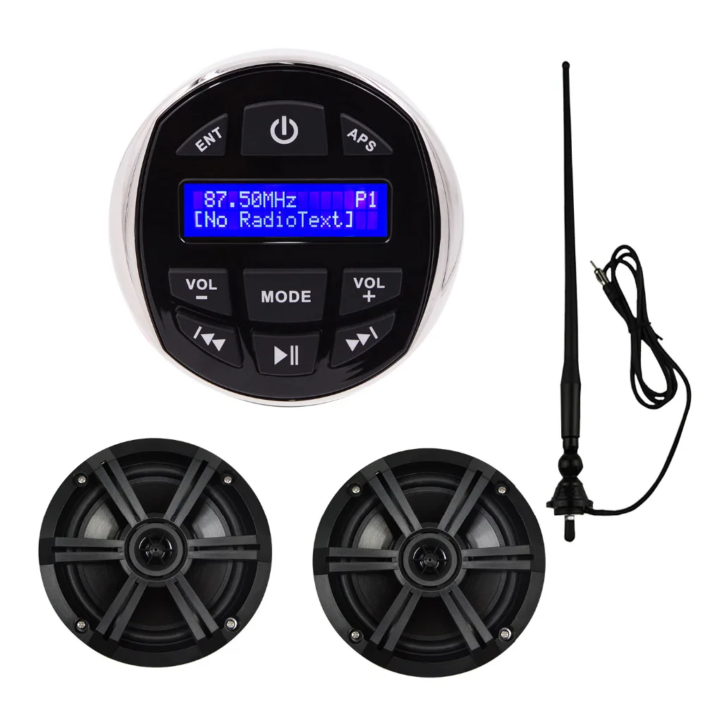 

HASDA Marine DAB+ FM Radio Player USB Gauge Style receiver Boat BT Stereo + Marine Boat 6.5" 4-Ohm Waterproof Speakers+ Antenna