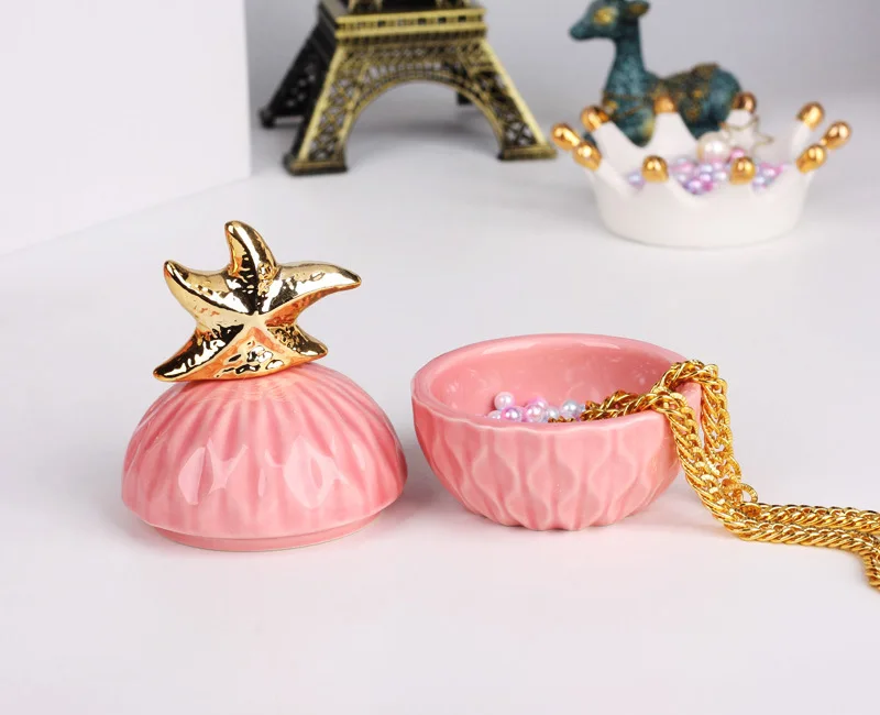 Розовая керамическая коробка для ювелирных изделий герметичная коробка животные банка конфеты контейнер для серьги ожерелье с крышкой свадебный подарок ремесла Декор