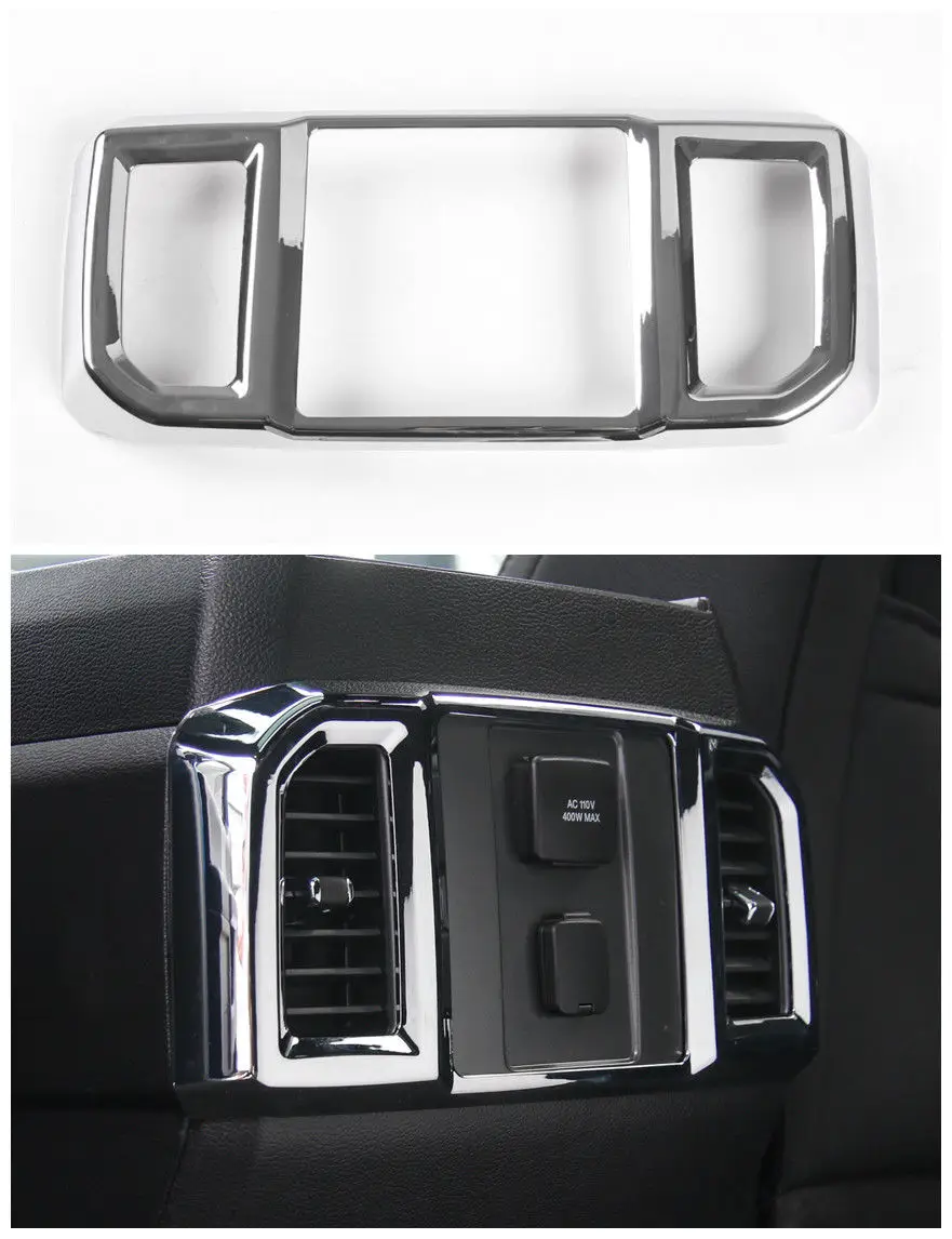 

Car Rear Air Conditioning Air Outlet Vents Trim Cover Trim for Ford F150 2016-2017 Chrome ABS