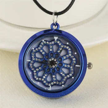 

Punk Fashion Women Necklace Watch Exquisite Pocket Watches with Leather Chain Quartz Clock Best Gifts for Women Girls