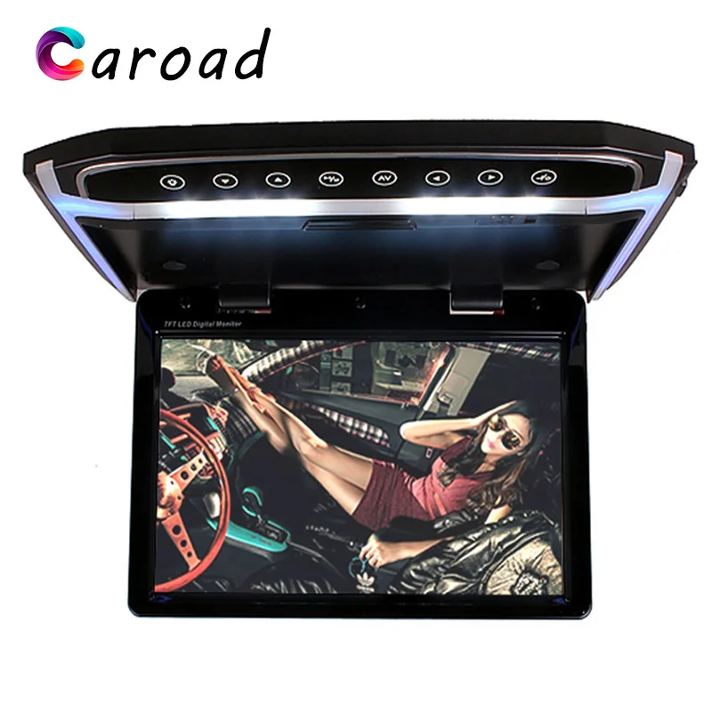 

Caroad Monitor In Car 12.1 Inch HD 1080P Touch Button Flip Down Roof Mount Monitor With FM Transmitter/HDMI/USB/SD MP5 Player