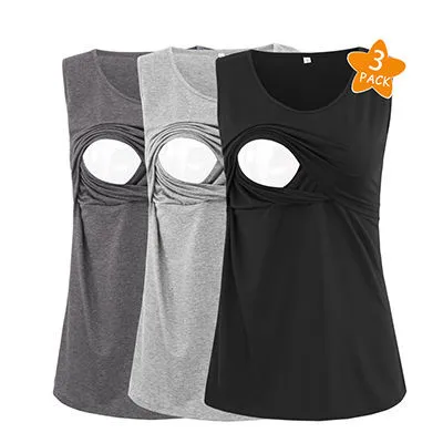 Комплект из 3 предметов, женская футболка без рукавов с рюшами для грудного вскармливания Одежда для беременных топы для кормящих и беременных женская футболка - Цвет: 3pcs as pic
