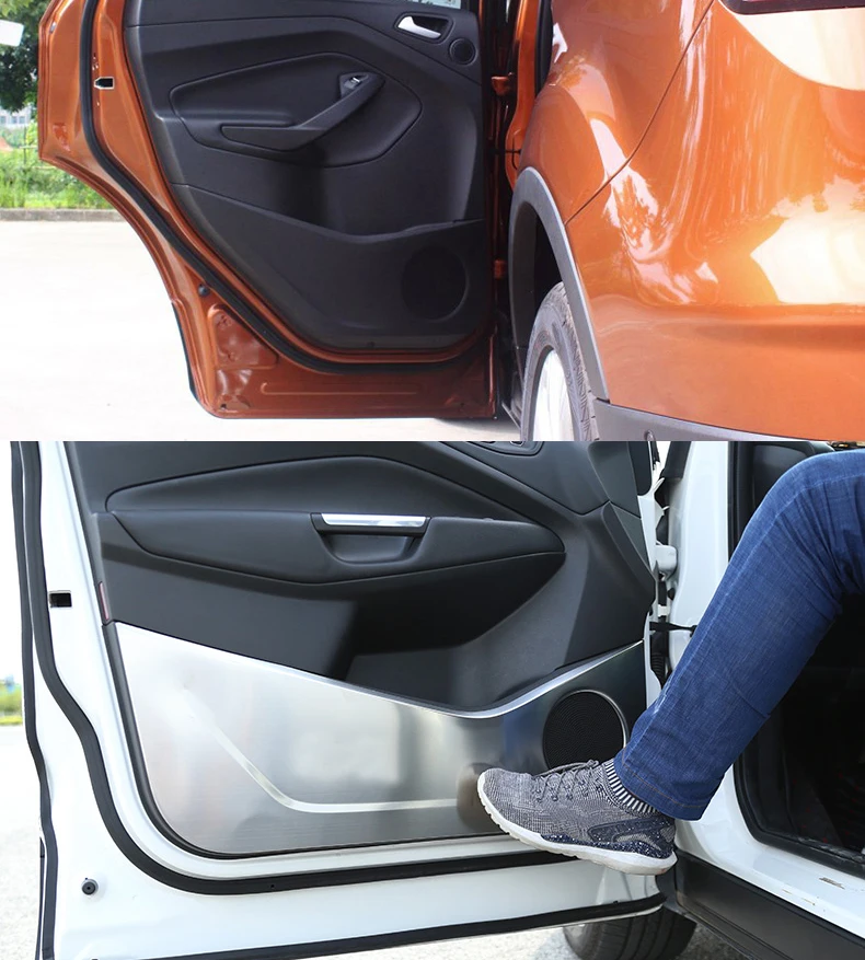 Lsrtw2017 Нержавеющая сталь резиновый уплотнитель двери автомобиля против-kick доска для Ford Kuga Escape 2013
