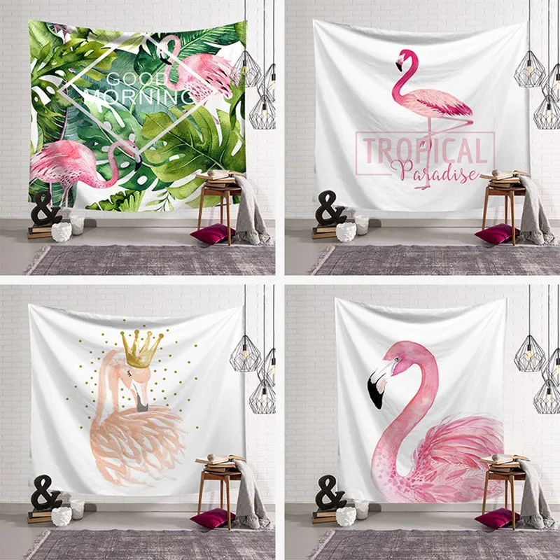 TOX Flamingo Tapestries Pink Animal Watercolor Wall Hanging Tropical Couch Decor Crown Bedspreads Yoga Mat Blanket Picnic cloth