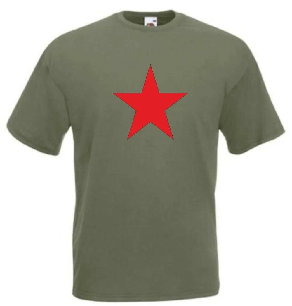 Men T-Shirt 2019 Fashion Printed T-Shirt Pure Cotton Men Red Star Army Green T-Shirt All Size Free Delivery Customized T-Shirts