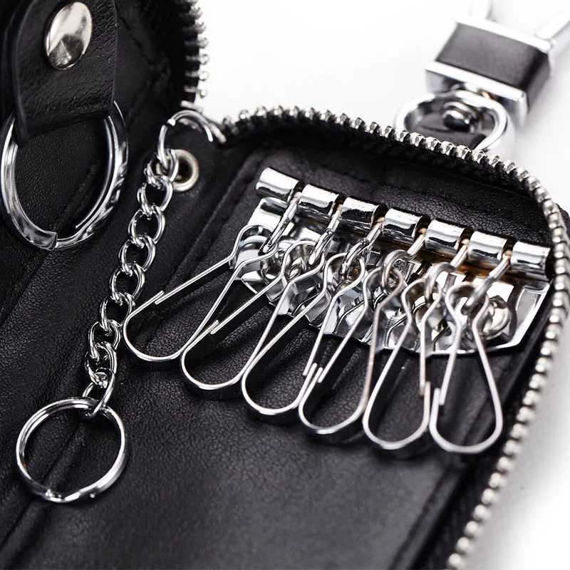 New Style Men Women Car Key Holder Wallets Cow Leather Housekeeper Card Zipper Case Keys Organizer Money Bag
