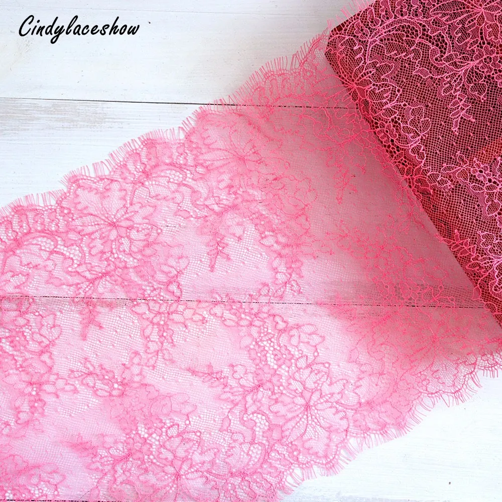 

Cindylaceshow 3 Meter/Lot Eyelashes Lace Trim Fabric Flower DIY Crafts Wedding Dress clothing lace material Handmade 24.5cm Wide