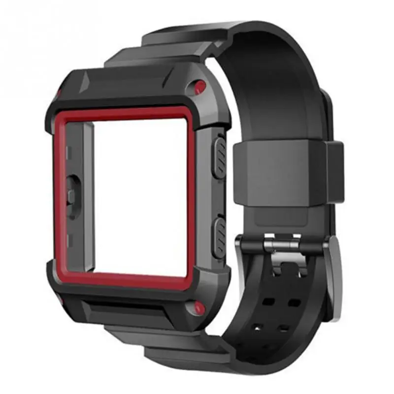 

Women Men WatchbandRugged Protective Case with Silicone Wrist Strap Bands for Fitbit Blaze Watch Accessories Black White Red 919