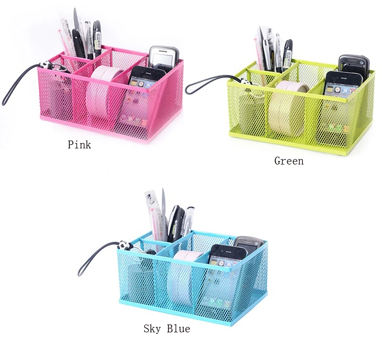 

Desk Organizer Storage Mesh Net Metal Penholder Pencil Holder Stand Container for Home