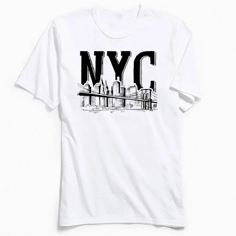 Tees New York City NYC Summer/Fall Short Sleeve 100% Cotton Round Collar Student Tshirts Fitness Tight Tee-Shirt Company New York City NYC white