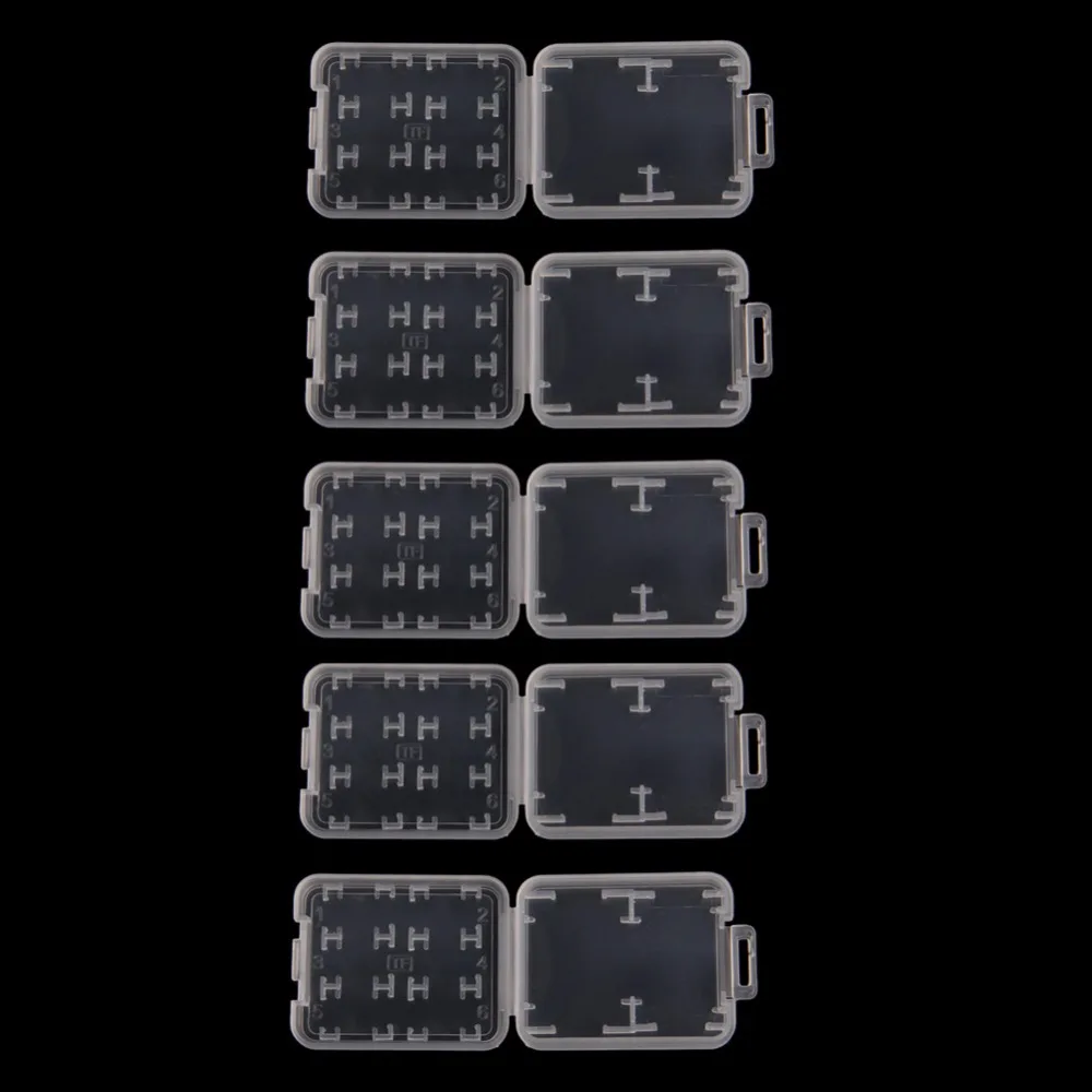 

5PCS 8 in 1 Plastic Transparent Standard SD SDHC Memory Card Case Holder Box Storage