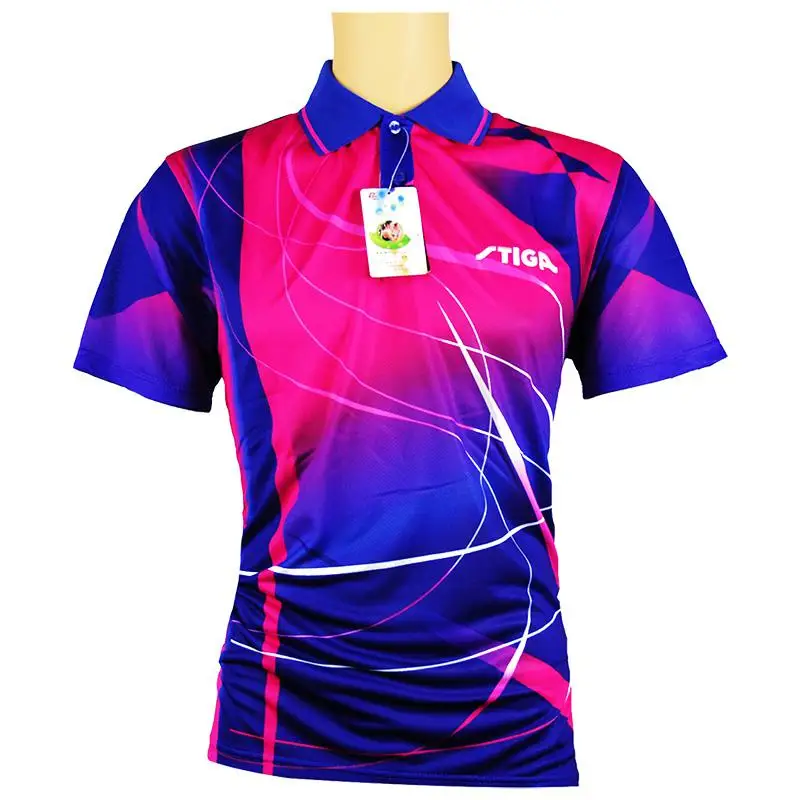 Подлинная STIGA футболка для настольного тенниса, одежда для мужчин и женщин, футболка с коротким рукавом, футболка для пинг-понга, спортивные майки - Цвет: G1403143
