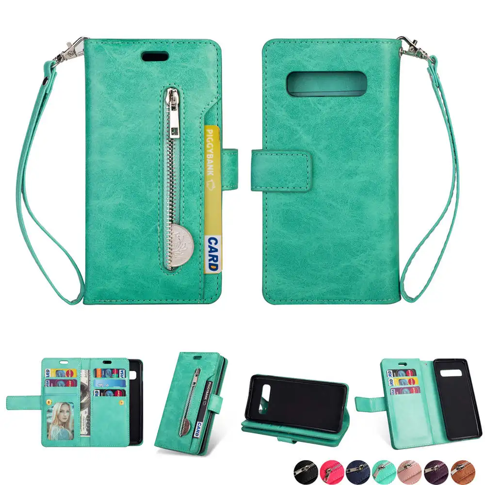 

G975 G973 G970 Magnetic Card Pocket Case For Samsung Galaxy S10+ S10e S10 Plus Leather Zipper Wallet Book Flip Stand Cover case