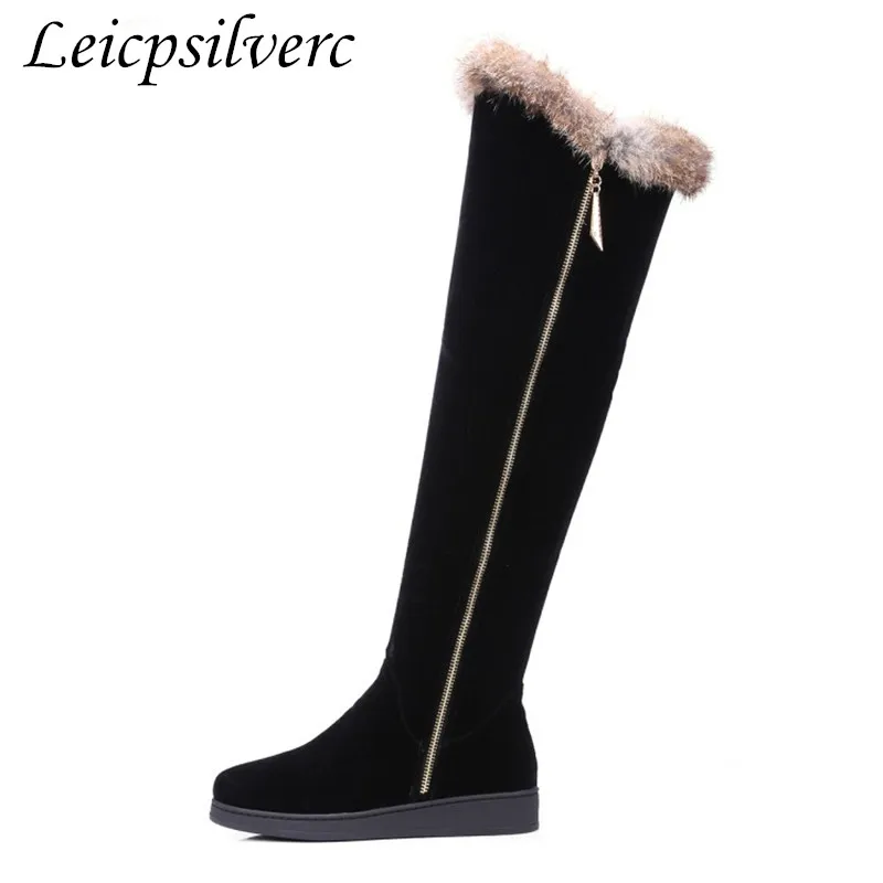 

winter fashion sexy princess Popular High Boots Plush Internal increase Suede woman Women's Boots Women's Shoes Plus Size 34-43