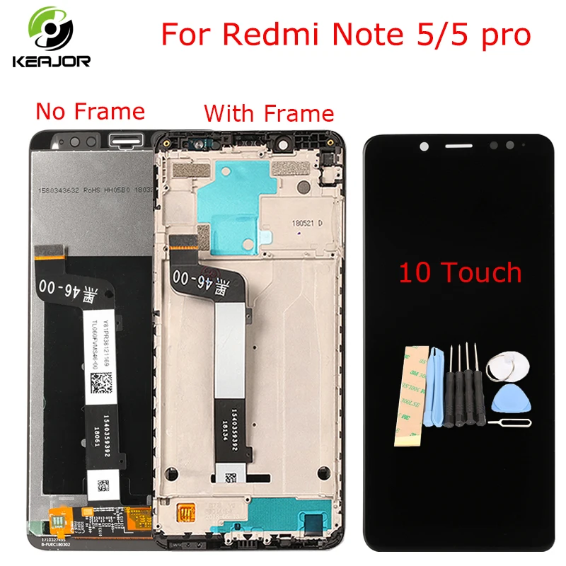 ЖК-дисплей для Xiaomi Redmi Note 5 Pro Сенсорный экран 10 Touchs дигитайзер комплект замены