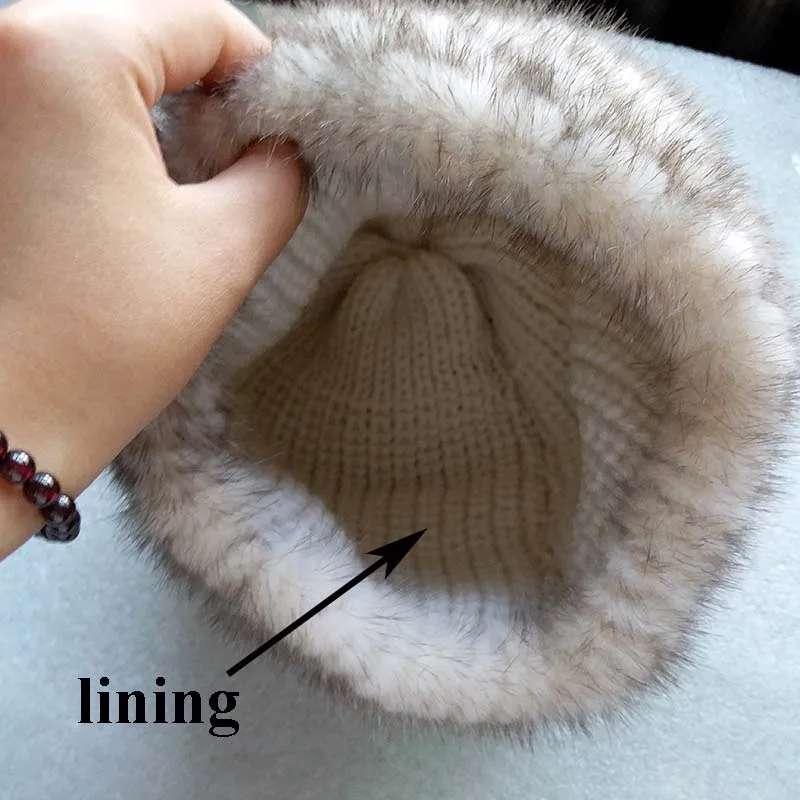 mink fur pineapple hat lining