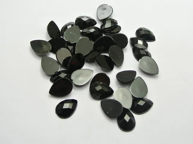 200pcs Black Rhinestone 10X14mm No Hole crylic Flatback TearDrop Clothing accessories decorative | Дом и сад