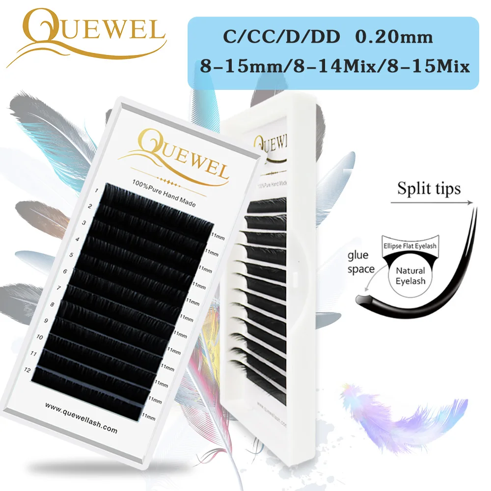 

Flat Ellipse Eyelash Extensions Split Tips Ellipse Shaped Natural Light False Ellipse Lash Flat Eyelash Silk Synthetic Flat Lash