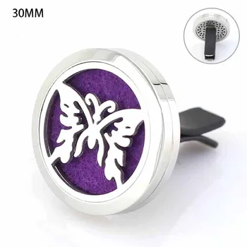 

2017 HOT 30mm Stainless Steel Middle Butterfly with Vent Aromatherapy/Essential Oil Diffuser Perfume Locket Clip for Car