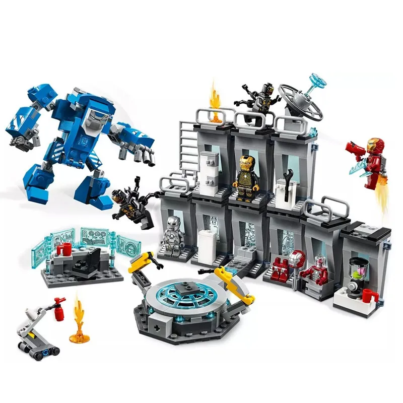 

2019 Marvel Avengers: Endgame Super Heroes Iron Man Hall of Armour Set Building Blocks Bricks Kids DIY Toys Compatible With Lego