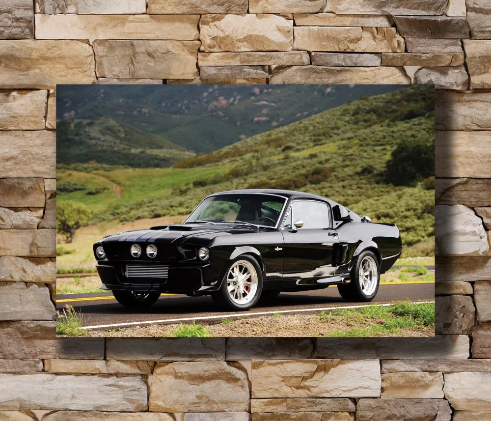 Ford Mustang GT500-30x20 Inch Canvas Framed Picture Wall Art Print