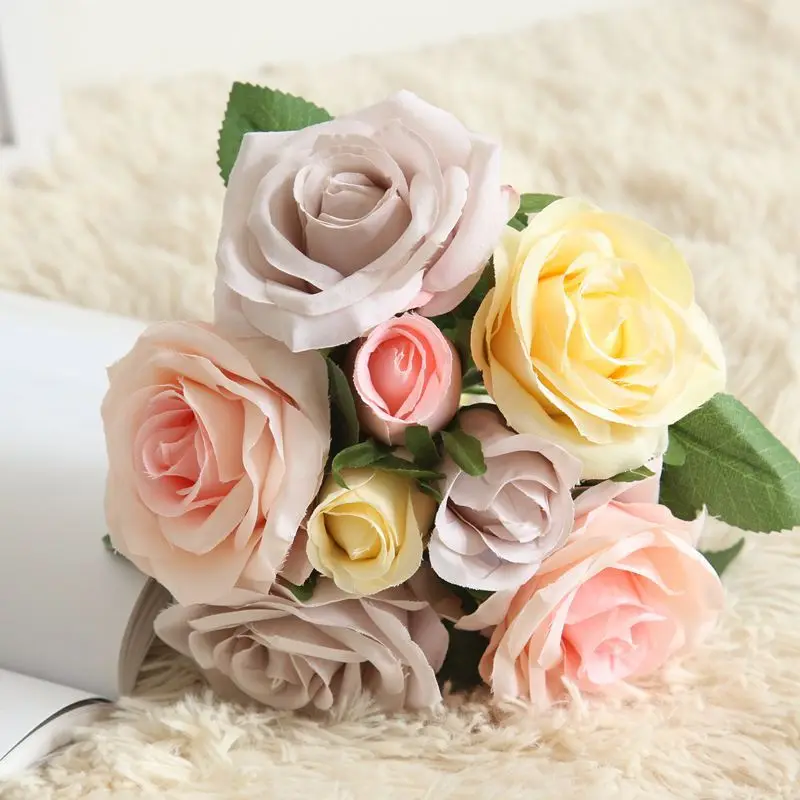 8 шт набор искусственный цветок Реалистичная Роза для свадебного декора домашний настенный декоративный цветок - Цвет: Multicolor