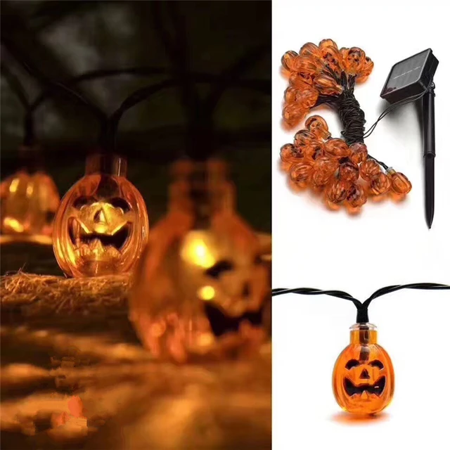 Solar 5m 30 Leds Halloween Pumpkin Lights String Operated Garland Lighting Hanging Halloween Party Solar Light Solar 5m 30 Leds Halloween Pumpkin Lights String Operated Garland Lighting Hanging Halloween Party Solar Light
