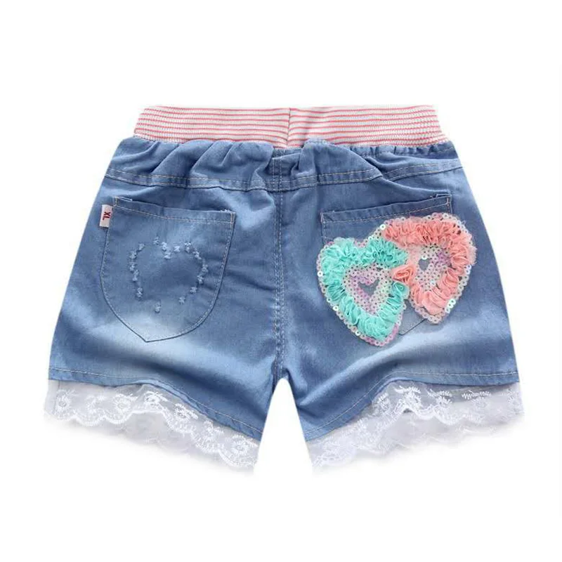 2017 New Girls Summer Shorts Jeans Kids Graduation Children Flower