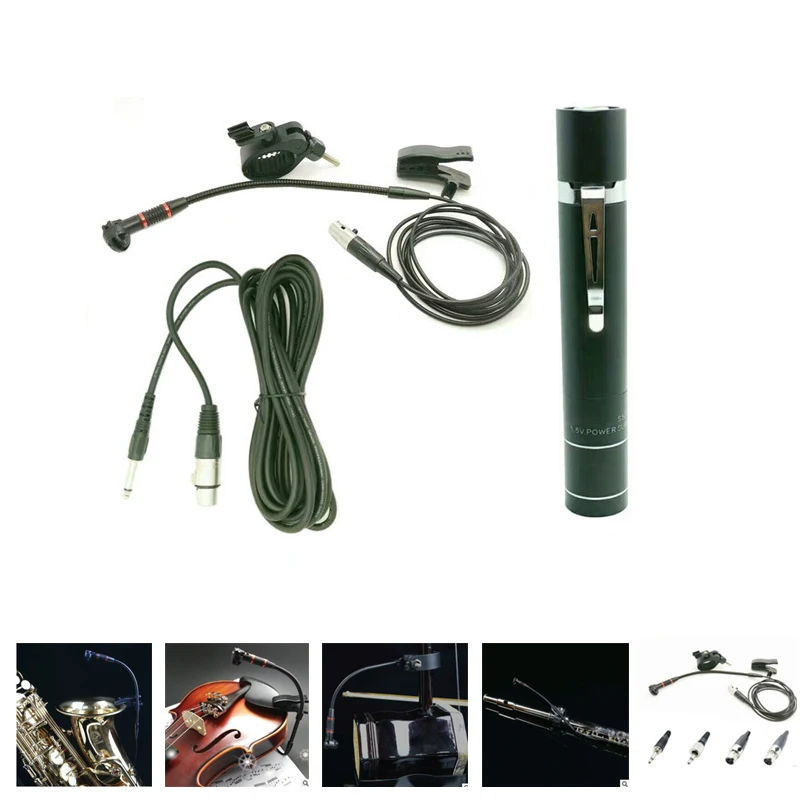 Микрофон для саксофона с блоком питания, скрипка, эрху, флейта, тыква и так далее 4 вида штекеров на выбор
