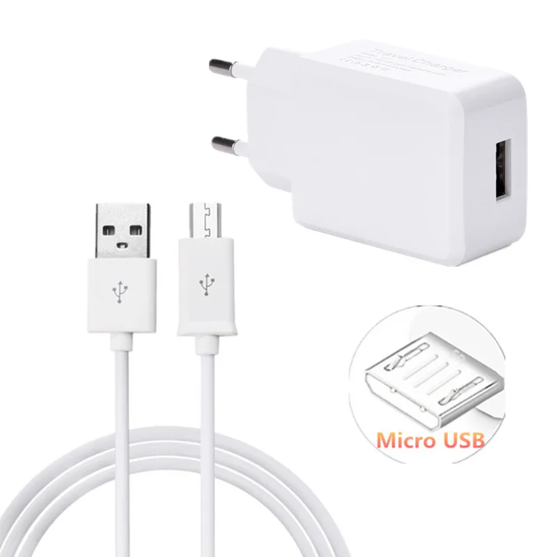 

EU Plug USB Charger and Micro USB cable For Xiaomi Redmi 6a 6 5 4 note 6 Pro For Lenono Vibe p1 x2 z2 x3 k5 s1 p1m shot z90 a536