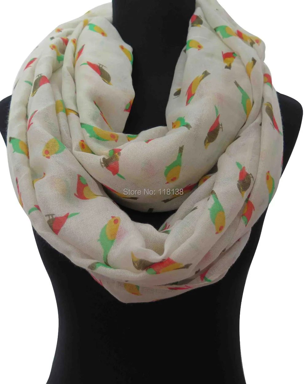 

Birds Print Women's Infinity Loop Scarf, Free Shipping
