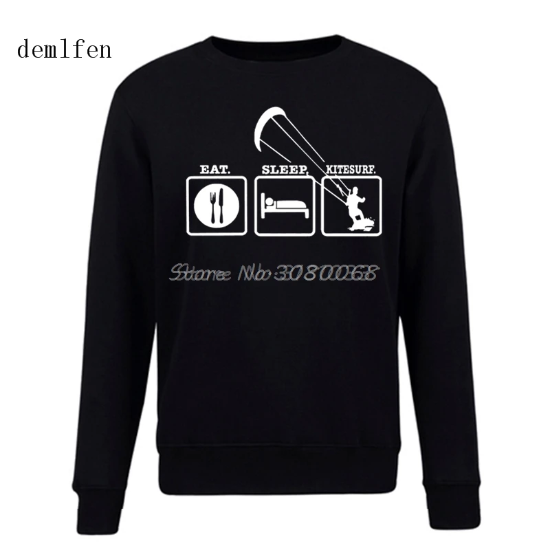 

Fashion Spring Funny Eat Sleep Kitesurf Hoodies Kitesurfing Boarding Surfinger Cool O-neck Cotton Pullover Sweatshirt