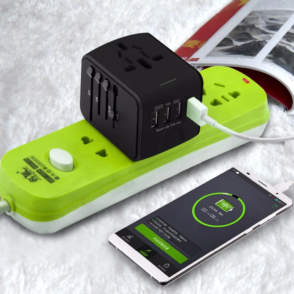 

Lerbyee Travel Adapter International Universal Power Adapter All-in-one with 4 USB Worldwide Wall Power Plug Charger 2018 New