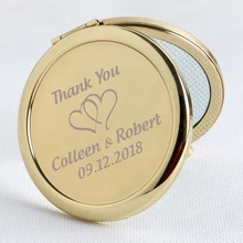 20x женский кошелек зеркальный на заказ свадебный сувенир Золотое металлическое компактное зеркало свадебный подарок для гостей