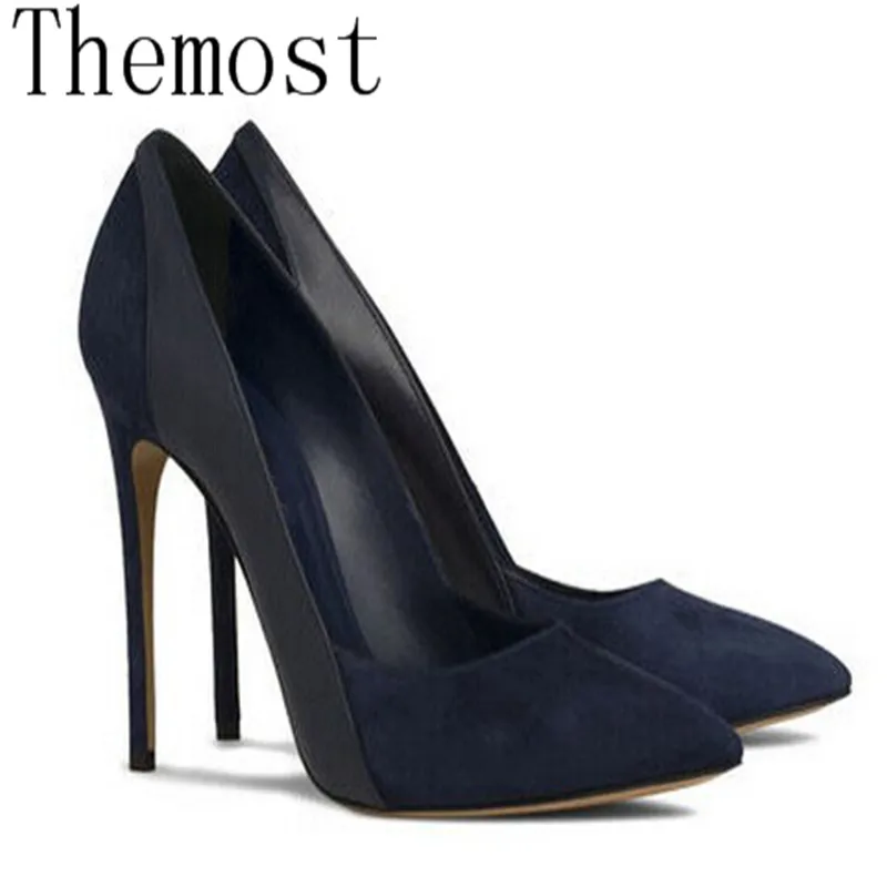 Dernier Size34 Haute Simples Themost Lady 12 Début Pointu Américain Cm Au Grand Du Européen Couture Talon Suède Printemps Et Chaussures Sexy 48 8q8aw0R