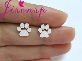 Jisensp New Fashion Cute Paw Print Earrings for Women Cat and Dog Paw Stud Earrings E124