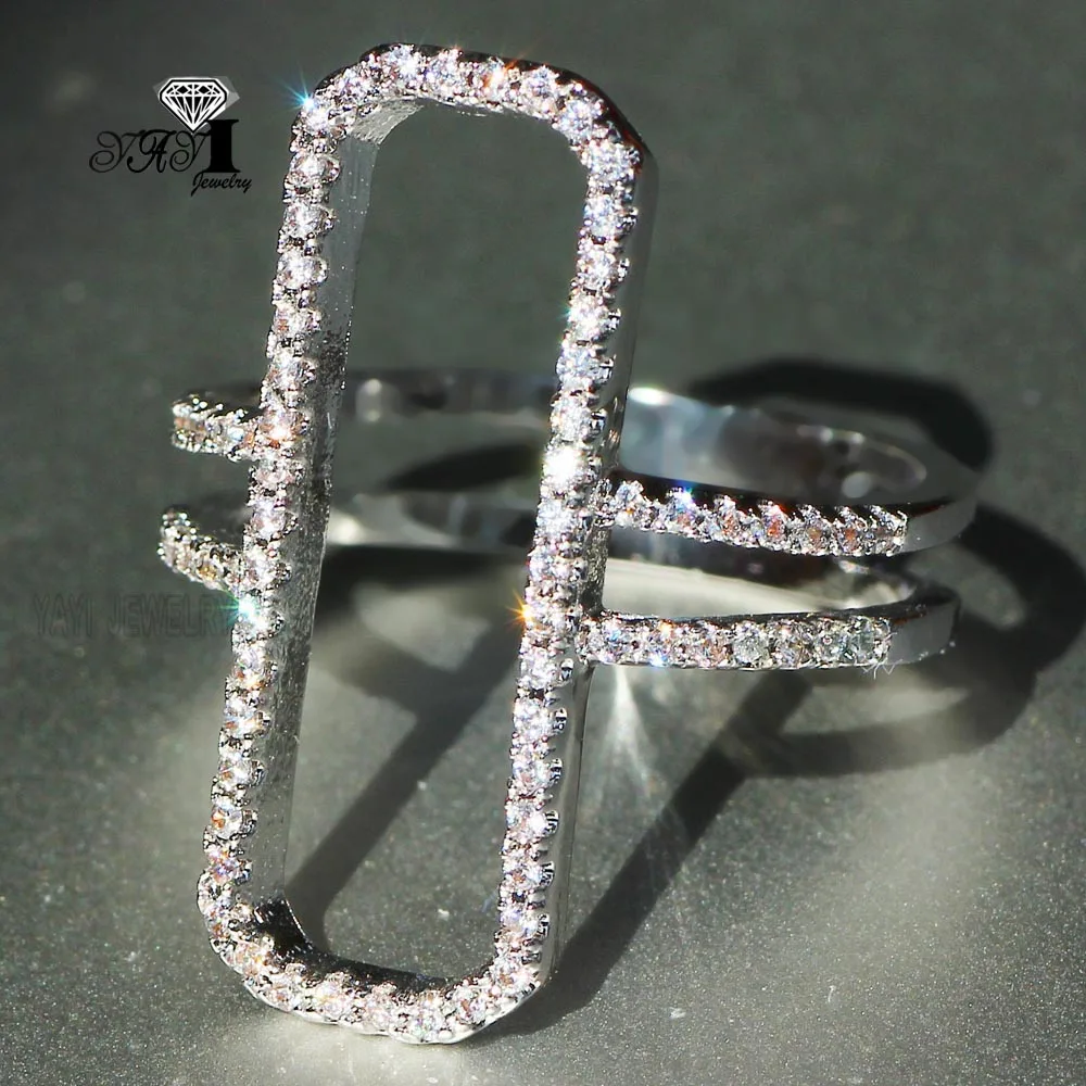 

YaYI Jewelry Princess Cut 3.2 CT Multi Zircon Silver Color Engagement Rings wedding Heart Adjustable Rings Party Rings Gifts