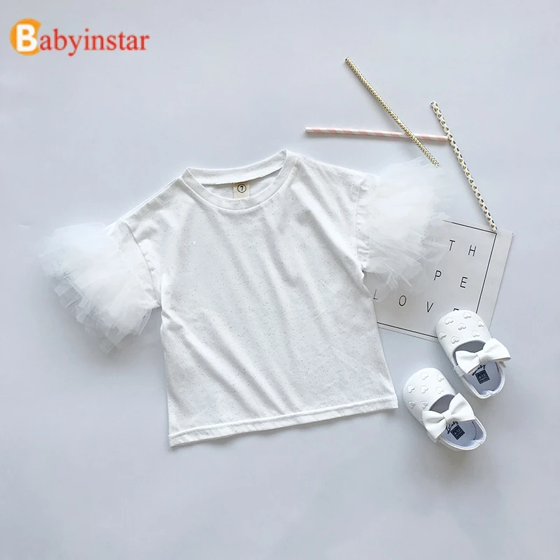 Babyinstar/Детские комплекты, футболка для девочек+ кружевное джинсовое платье принцессы 2 предмета, Изысканная одежда для девочек летняя одежда для маленьких девочек
