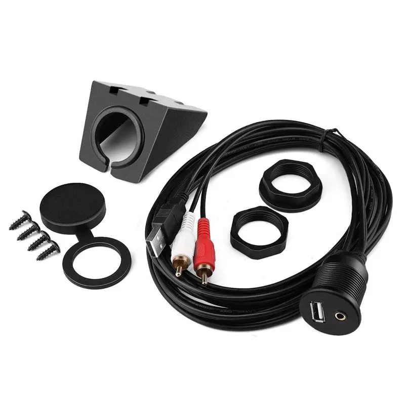 USB RCA кабель для скрытого монтажа-панель приборной панели порт крепления USB+ RCA к USB+ 3,5 мм AUX разъем Jack разъем расширения