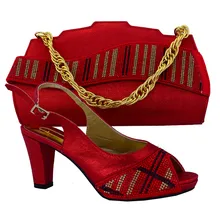 Neue Ankunft Hochwertige Passenden Italienischen Schuh-Und Taschensatz afrikanische Dame High Heels, Spiel Tasche Set Mit Strass MM1017