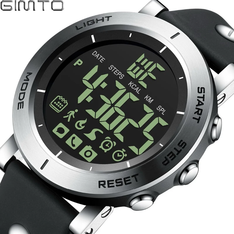 

GIMTO Bluetooth Pedometer Clock Sport Smart Watch Men Shock Stopwatch Waterproof Military Digital Boy electronic wrist watches